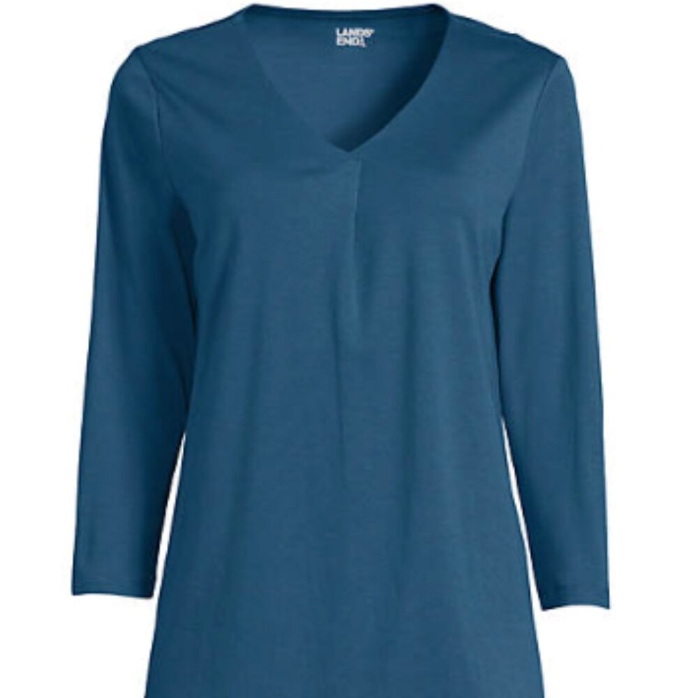 Women's Regular Supima Micro Modal Three Quarter Sleeve Notch Neck Tunic